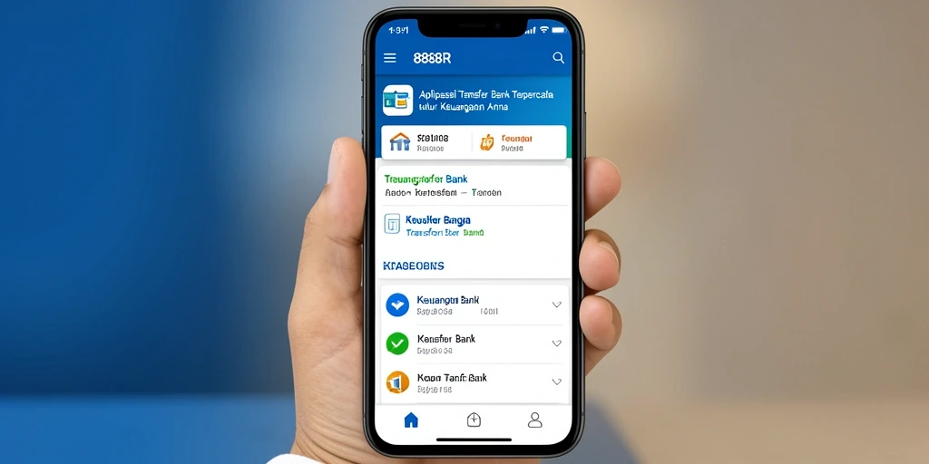 Tampilan antarmuka aplikasi 888R untuk Transfer Bank yang user-friendly.