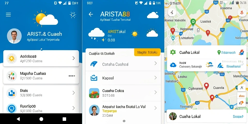 Tampilan antarmuka aplikasi Cuaca Lokal ARISTA88 yang informatif.