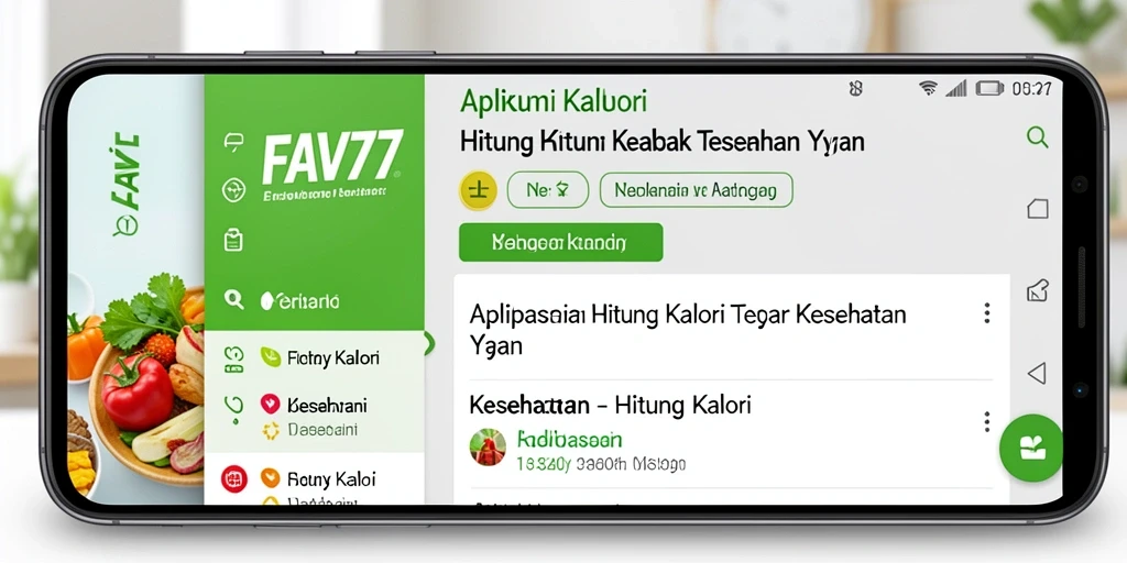 Tampilan antarmuka aplikasi FAV77 untuk menghitung kalori.