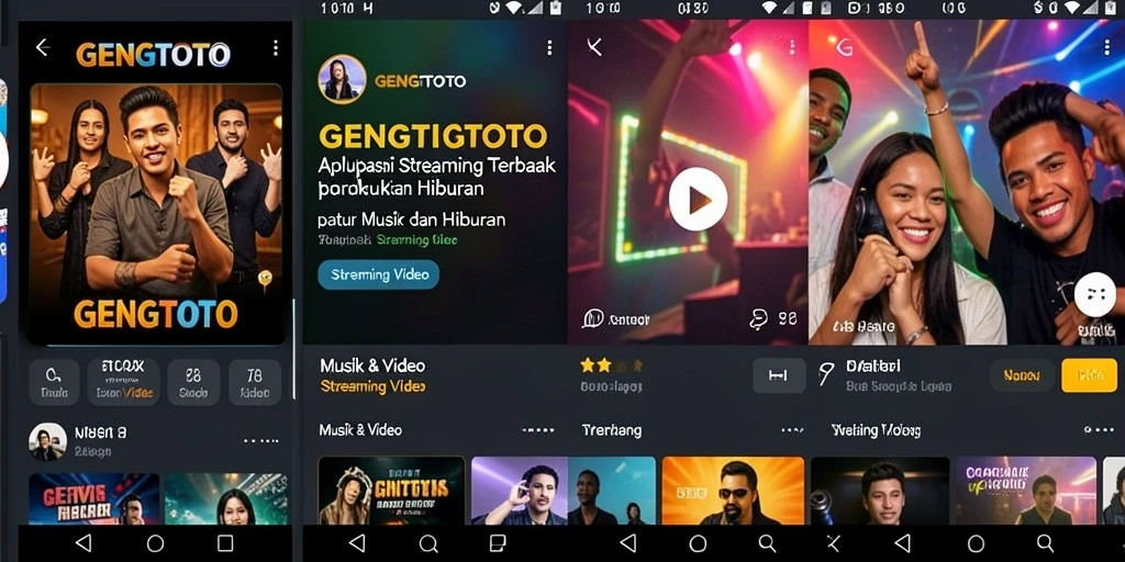 Antarmuka GENGTOTO yang menarik dengan berbagai pilihan video streaming.