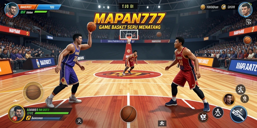 Screenshot antarmuka permainan MAPAN777 yang menampilkan aksi Basket yang seru.