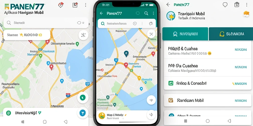 Tampilan antarmuka aplikasi PANEN77 yang ramah pengguna untuk Navigasi Mobil.